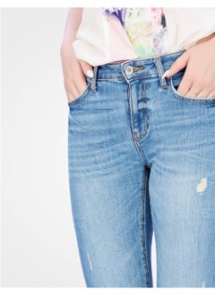 Web Denim Web Denim Light Blue Skinny Stretchable Ripped Bottom Denim Pant  Fashionable Comfort Fit Cotton Jeans With Pockets For Women  - Image 4
