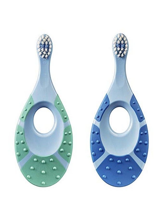 Jordan - Step 1 Baby Toothbrush 0 2 Years Extra Soft Bristles Bpa Free Gentle To Babies. Made In Malaysia 0 Months To 24 Months Toothbrush (Blue & Green) - Image 1