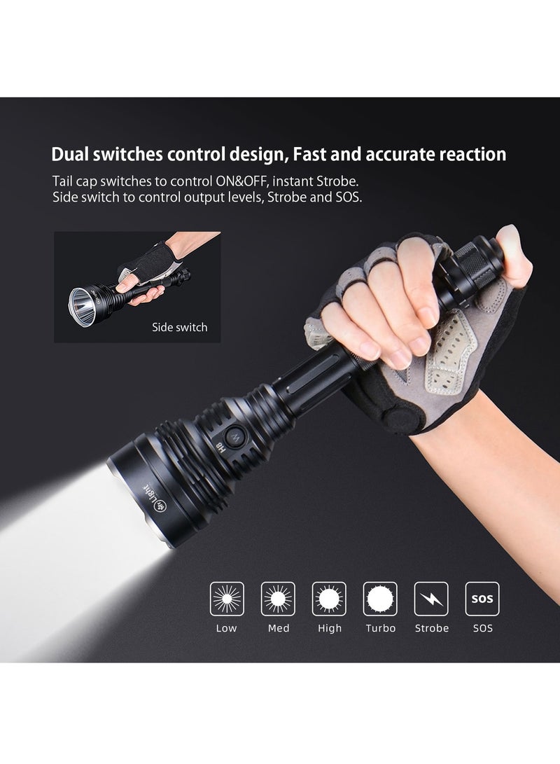 مستر لايت مصباح يدوي لمسافة شعاع طويلة للغاية يمكن أن يصل إلى 1000 متر 1800 لومينز للأوضاع الخارجية والتكتيكية 468H أقصى وقت تشغيل مع محول لون بشاحن مزدوج الفتحة ومجموعة محول - Image 5