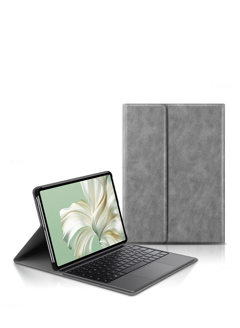 حافظة لوحة مفاتيح متوافقة مع MateBook E 12.6 2022 DRC-W58، غطاء حماية للوحة مفاتيح الكمبيوتر اللوحي اللاسلكية بتقنية البلوتوث مع لوحة لمس وحامل من جلد البولي يوريثان - Image 1