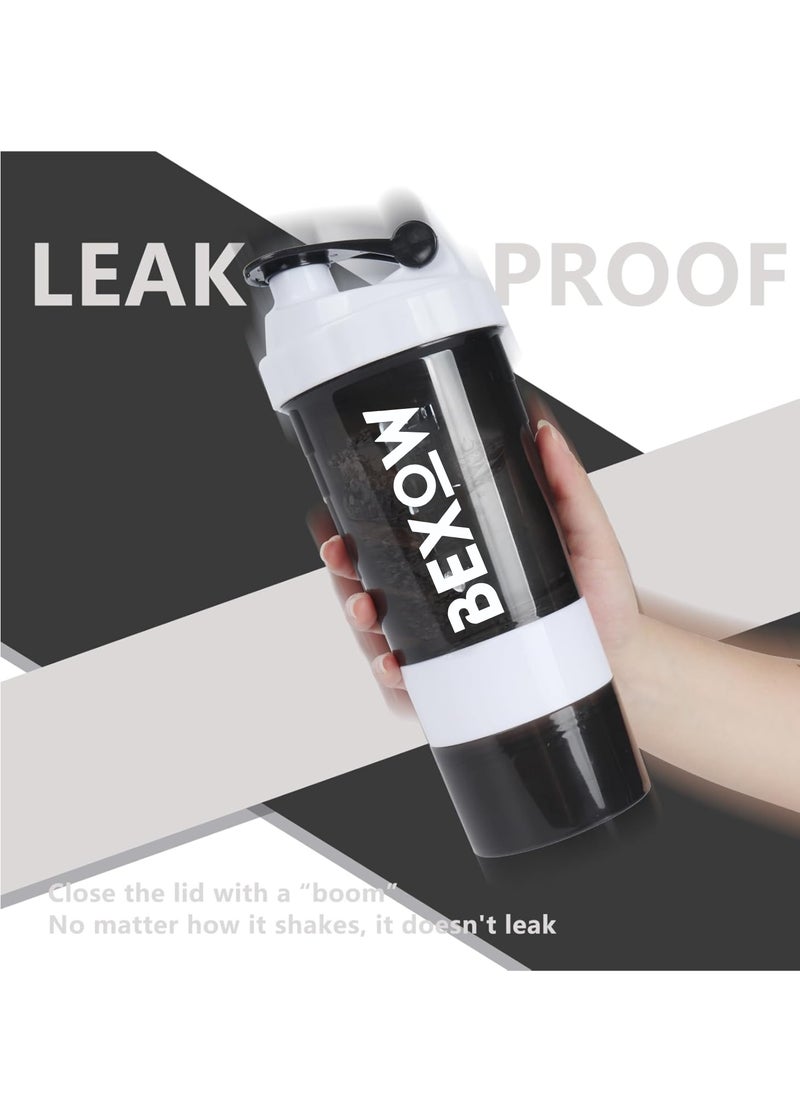 Bexow - Leak-Proof Protein Shaker Bottle 3-Layer Twist Off Design Non-Slip Grip, Bpa-Free Blender Bottle With Supplement And Pill Storage Compartments Perfect For Staying Hydrated - Image 1