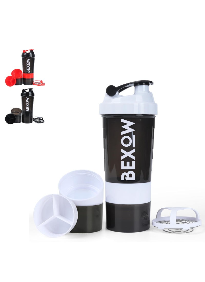 Bexow - Leak-Proof Protein Shaker Bottle 3-Layer Twist Off Design Non-Slip Grip, Bpa-Free Blender Bottle With Supplement And Pill Storage Compartments Perfect For Staying Hydrated - Image 1