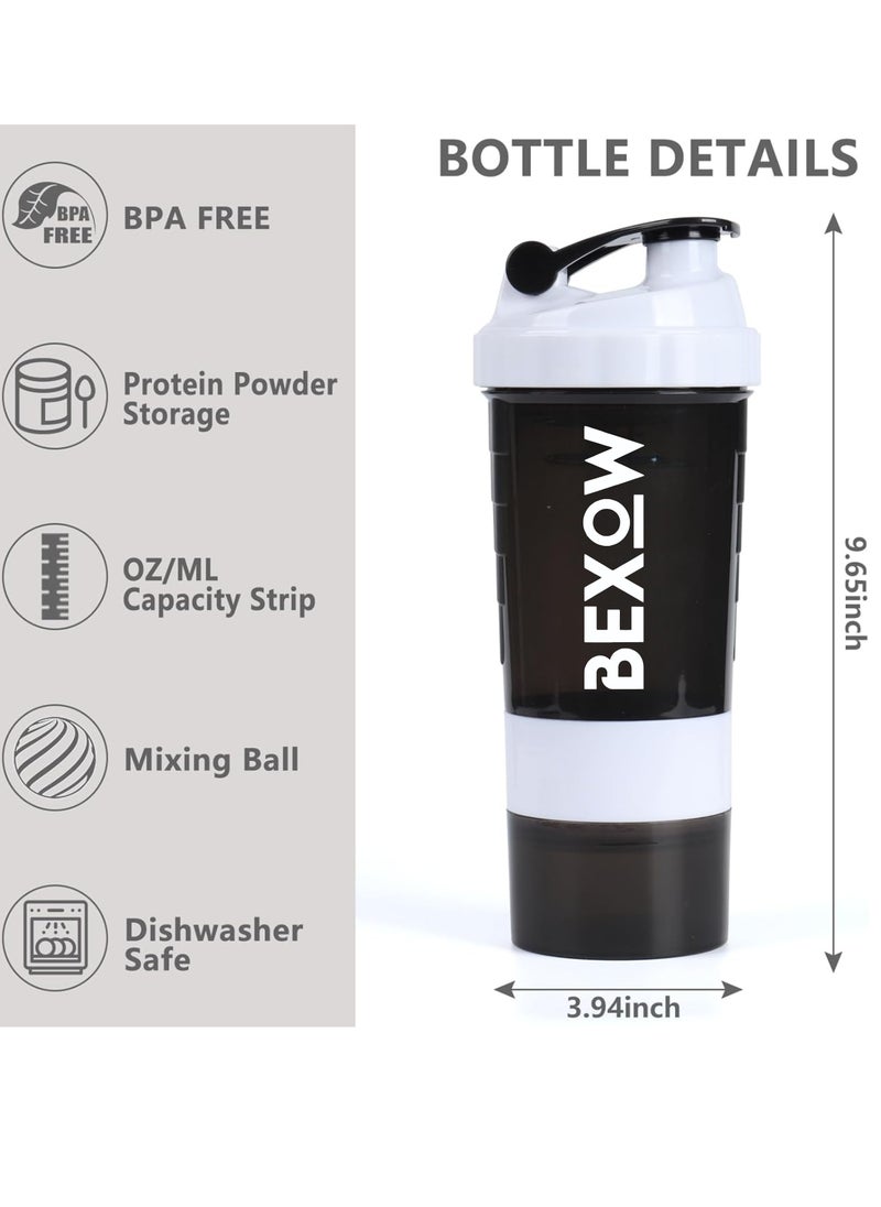 Bexow - Leak-Proof Protein Shaker Bottle 3-Layer Twist Off Design Non-Slip Grip, Bpa-Free Blender Bottle With Supplement And Pill Storage Compartments Perfect For Staying Hydrated - Image 1
