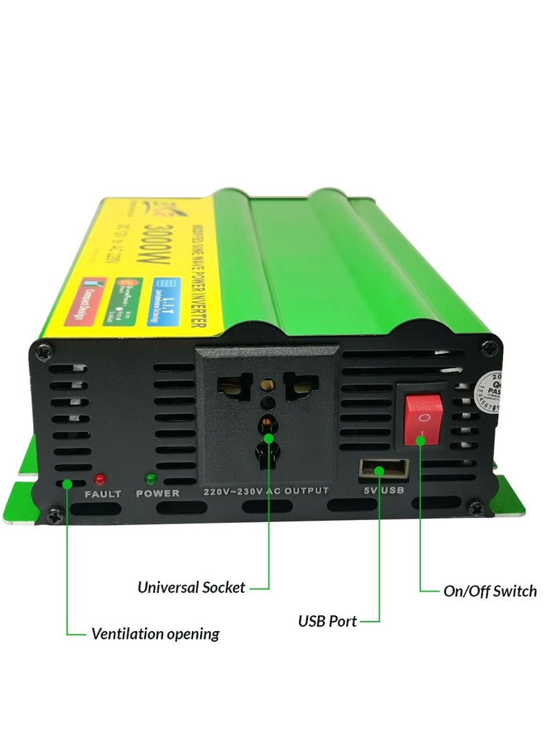 3XR - 3XR 3000W Modified Sine Wave Power Inverter: Reliable DC to AC Converter for Vehicle and Home Use - Image 1