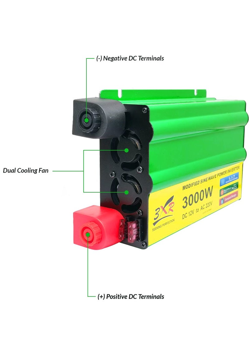 3XR - 3XR 3000W Modified Sine Wave Power Inverter: Reliable DC to AC Converter for Vehicle and Home Use - Image 1