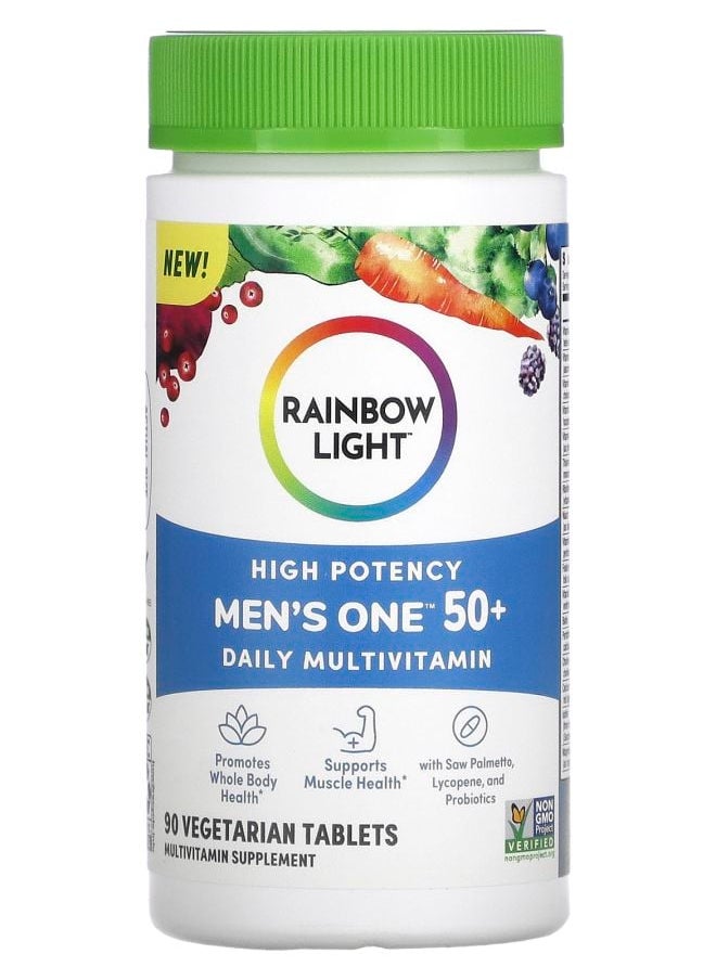 Rainbow Light Men's One 50+ Daily Multivitamin High Potency 90 Vegetarian Tablets 