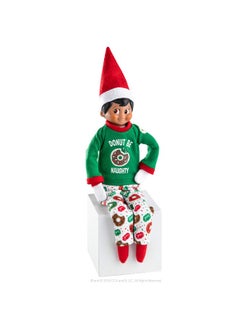 The Elf on the Shelf The Elf on the Shelf Donut Pajama Outfit - 2019 Retro Claus Couture Sleepover Set (Two Piece) - Cute Christmas Themed PJ Outfit For Both Boy and Girl Elves - Dress Your Sleepy Elves For Christmas Eve  - Image 1