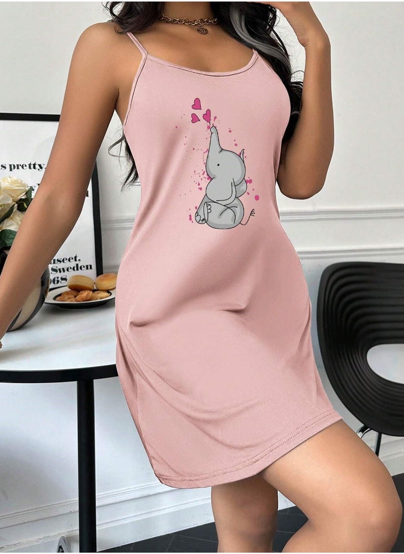 Mesery Sleep Shirt Cotton Thin Strap -Print-Simon  - Image 4