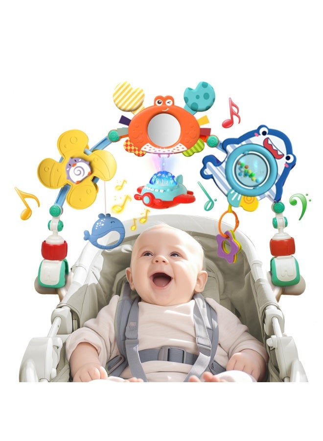 LEFAFA Car Seat Toys, Baby Stroller Arch Toy, Adjustable Arch Stroller Toy with Hanging Sensory Activity toys, fits on Baby Bouncer, Bassinet, Stroller, Crib and Car Seats for baby infant Boy Girl 0-18 Month - Image 1