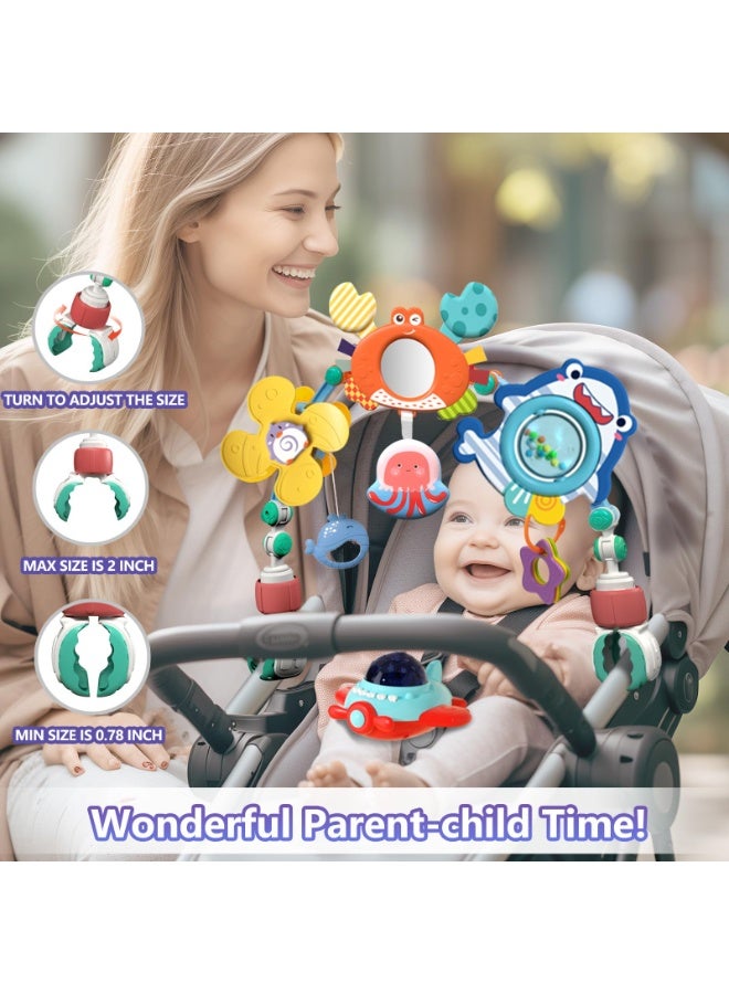 LEFAFA Car Seat Toys, Baby Stroller Arch Toy, Adjustable Arch Stroller Toy with Hanging Sensory Activity toys, fits on Baby Bouncer, Bassinet, Stroller, Crib and Car Seats for baby infant Boy Girl 0-18 Month - Image 4