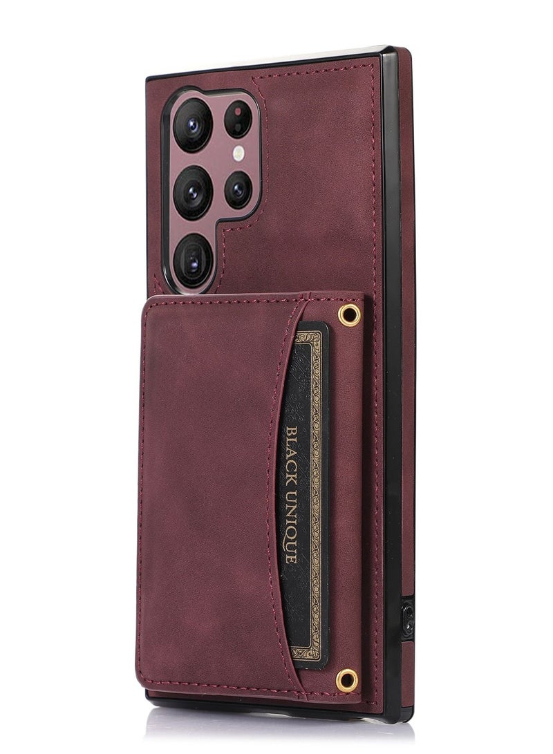 Suteni Back Cover Card Slots Leather Phone Case for Samsung - Image 1