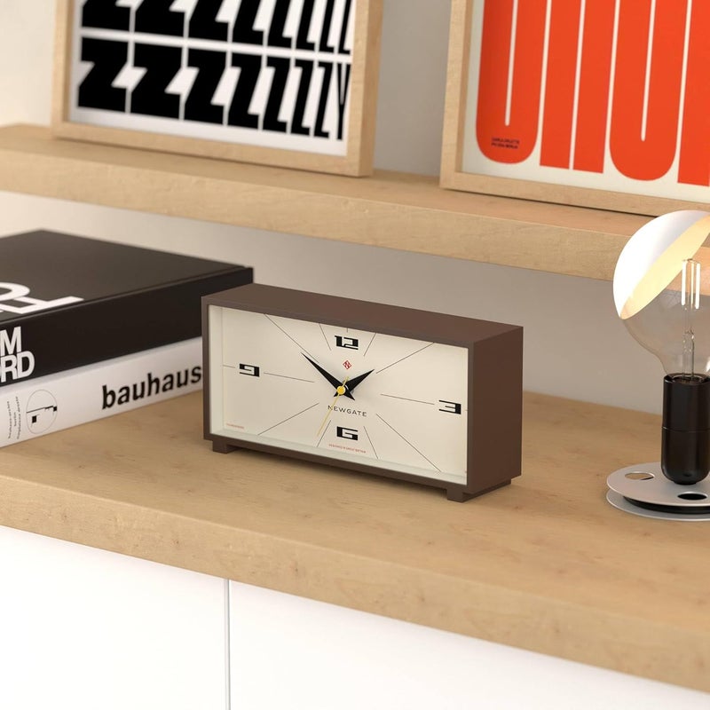 NEWGATE ® Thunderbird Desk Clock | Retro Contemporary Rectangular Design | Mocha Brown | Modern mid Century Style for Desk, Mantel, Table top or Shelf - Image 5