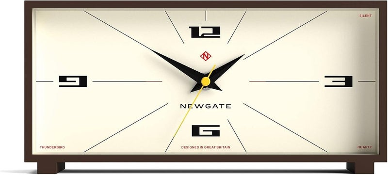 NEWGATE ® Thunderbird Desk Clock | Retro Contemporary Rectangular Design | Mocha Brown | Modern mid Century Style for Desk, Mantel, Table top or Shelf - Image 1