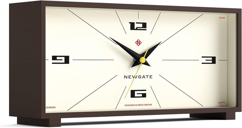 NEWGATE ® Thunderbird Desk Clock | Retro Contemporary Rectangular Design | Mocha Brown | Modern mid Century Style for Desk, Mantel, Table top or Shelf - Image 2
