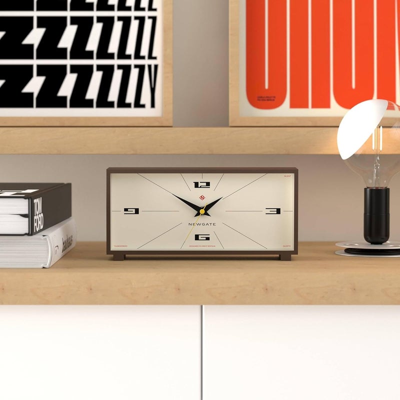 NEWGATE ® Thunderbird Desk Clock | Retro Contemporary Rectangular Design | Mocha Brown | Modern mid Century Style for Desk, Mantel, Table top or Shelf - Image 3