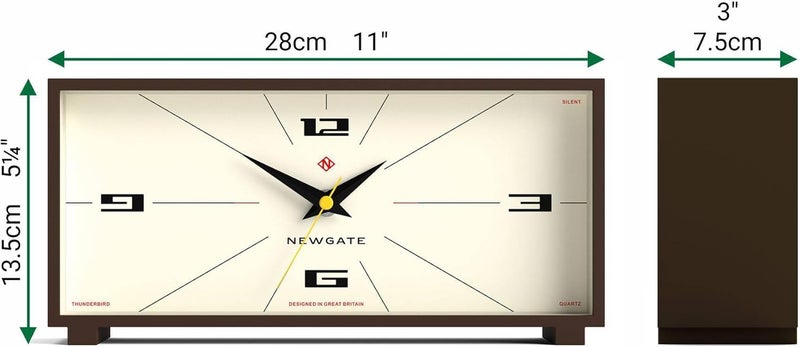 NEWGATE ® Thunderbird Desk Clock | Retro Contemporary Rectangular Design | Mocha Brown | Modern mid Century Style for Desk, Mantel, Table top or Shelf - Image 4