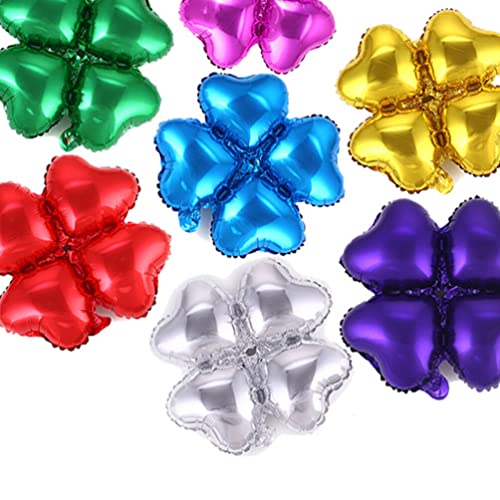 NUOBESTY 50Pcs St Patricks Day Shamrock Clover Balloon Shamrock Foil Aluminum Balloons 4 Leaf Clover Balloons for Birthday Wedding Party Decors Photo Props Golden - Image 5