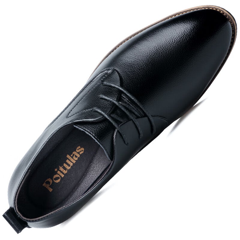 Poitulas Cow Split Leather Dress Shoes Men's Black - Image 3