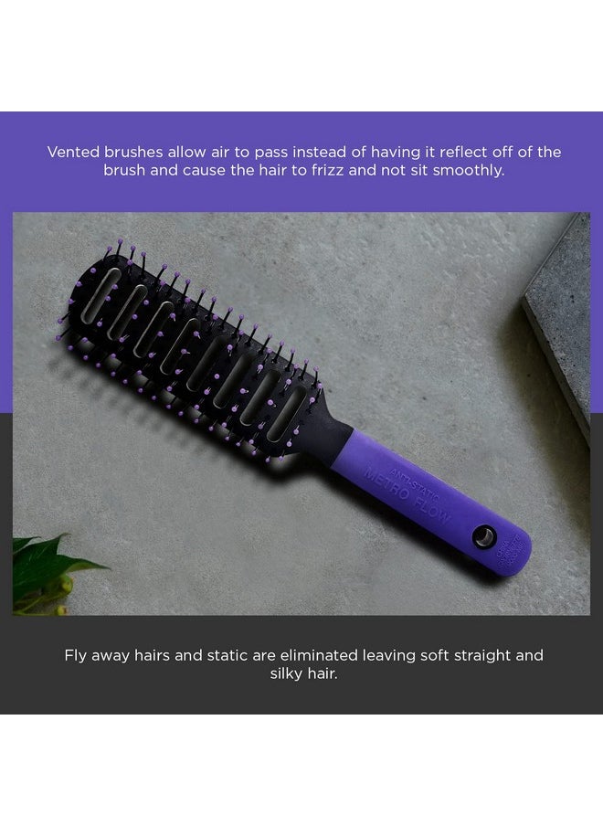 Spornette - Anti Static Vent Brush #9000-Mf (Purple) Styling, Smoothing, Straightening & Blow Drying Hair Quickly With No Static - Adds Shine & Body. For Women, Men & Children - Image 1