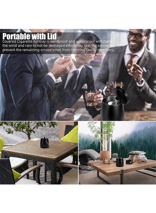 Garlo Outdoor Cigarette Ashtray with Lid Smokeless, Stainless Steel Ash Trays Covered Windproof Smell Proof Ashtrays for Outside Patio Home Odorless Office Tabletop.  - Image 4