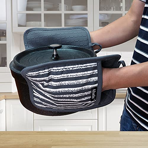 Alselo Silicone Pot Holders Set of 3 Heat Resistant & Non Slip Potholders, Professional Oven Hot Pads with Pockets Mitts for Kitchen Cooking Baking Barbecue - Image 4