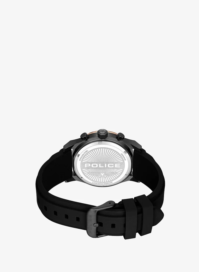 Police  Men's Knotty Black Dial Black Silicone Strap Multifunction Watch for Men - 42mm for Men | Best Price UAE