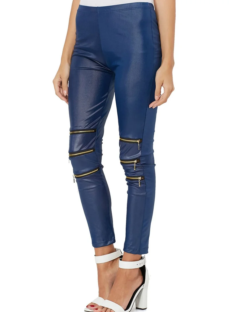 Ginger Wet Look Zip Detail Leggings