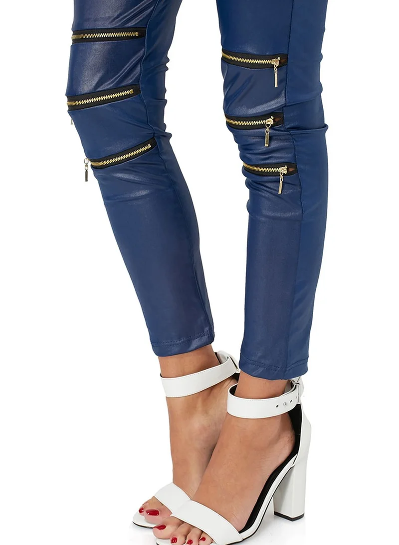 Ginger Wet Look Zip Detail Leggings