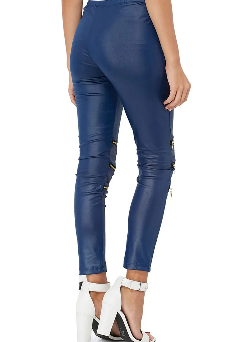 Ginger Wet Look Zip Detail Leggings