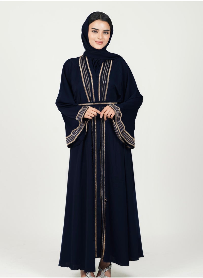 AL BENT AL SHARQIEH women cloche abaya with belt and hijab  - Image 1