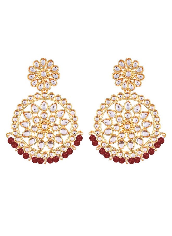 Aheli - Ethnic Indian Traditional Faux Kundan Round Chandbali Dangle Earrings Wedding Party Wear Fashion Jewelry For Women - Image 1