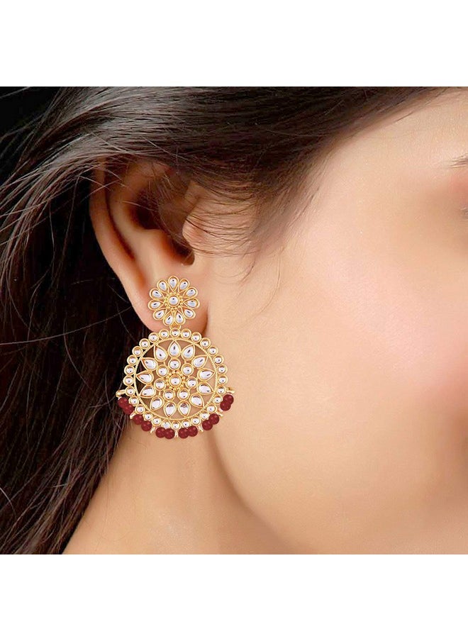Aheli - Ethnic Indian Traditional Faux Kundan Round Chandbali Dangle Earrings Wedding Party Wear Fashion Jewelry For Women - Image 1
