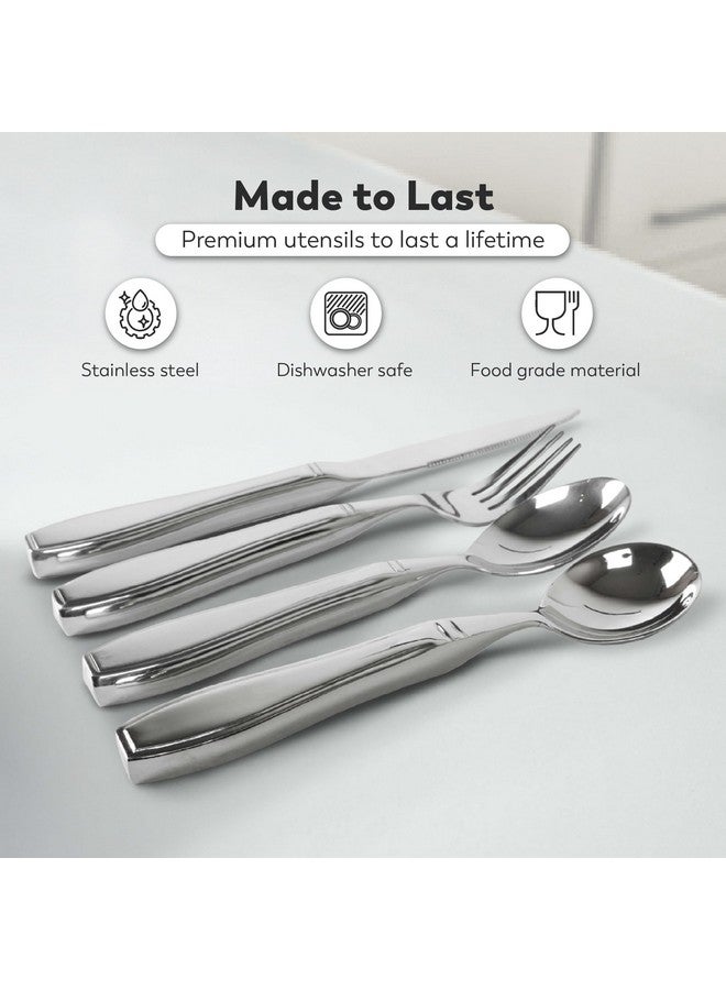 BUNMO BUNMO Utensils for Elderly, Arthritis, Weak Hand Grip & Handicapped - Convenient Travel Pouch - for Tremors and Parkinsons Patients - Stainless Steel - Eat Independently - Weighted 4 Piece Set - Image 2