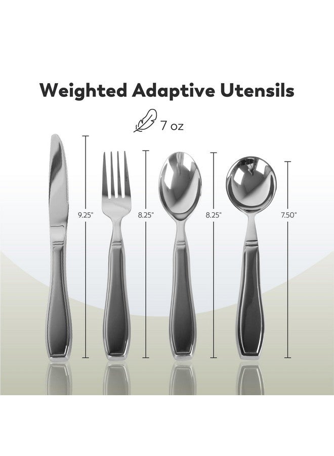 BUNMO BUNMO Utensils for Elderly, Arthritis, Weak Hand Grip & Handicapped - Convenient Travel Pouch - for Tremors and Parkinsons Patients - Stainless Steel - Eat Independently - Weighted 4 Piece Set - Image 4