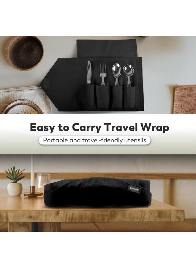 BUNMO BUNMO Utensils for Elderly, Arthritis, Weak Hand Grip & Handicapped - Convenient Travel Pouch - for Tremors and Parkinsons Patients - Stainless Steel - Eat Independently - Weighted 4 Piece Set - Image 3