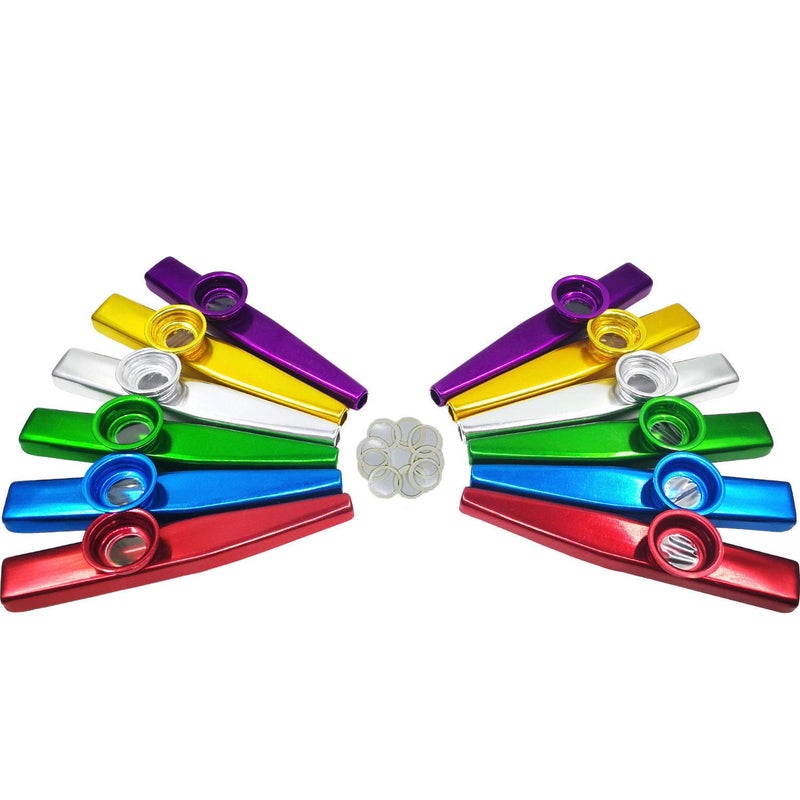 Fartime فارتايم 12 قطعة كازو معدني مع 20 قطعة غشاء كازو فلوت، هدية جيدة للأطفال، رفيق جيد لآلة اليوكليلي، الكمان، الجيتار، لوحة المفاتيح البيانو - Image 1