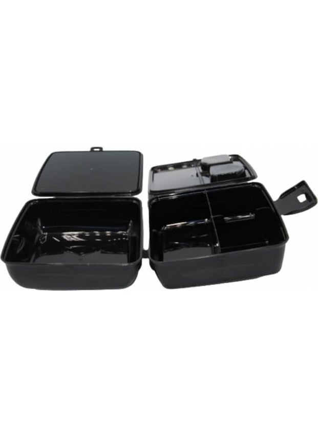 Piev - 2 Compartment Locking Spiderman Lunch Box with Fork and Spoon Black - Image 1