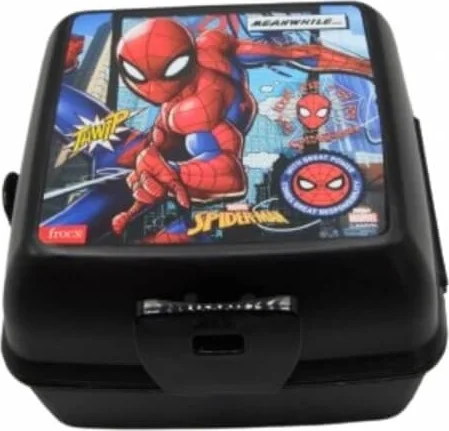 بييف 2 Compartment Locking Spiderman Lunch Box with Fork and Spoon Black