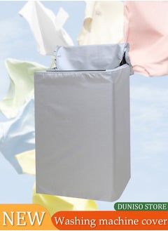 DUNISO Washing machine cover, silver plated Oxford cloth protective cover, top mounted washing machine cover, waterproof, dustproof, sunscreen, with zipper, suitable for pulsator washing machine,55 * 60 * 90CM，silver (M)  - Image 1