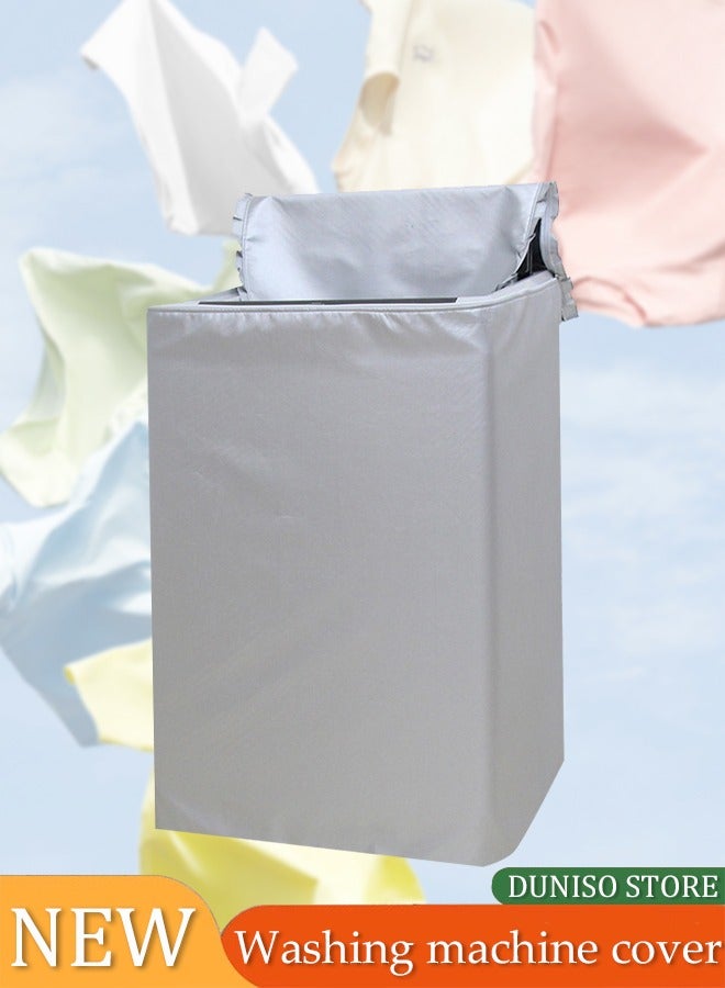 DUNISO Washing machine cover, silver plated Oxford cloth protective cover, top mounted washing machine cover, waterproof, dustproof, sunscreen, with zipper, suitable for pulsator washing machine,55 * 60 * 90CM，silver (M) - Image 1