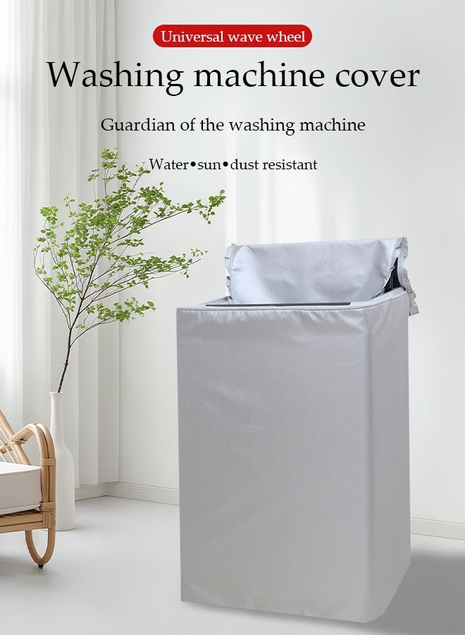 DUNISO Washing machine cover, silver plated Oxford cloth protective cover, top mounted washing machine cover, waterproof, dustproof, sunscreen, with zipper, suitable for pulsator washing machine,55 * 60 * 90CM，silver (M) - Image 3