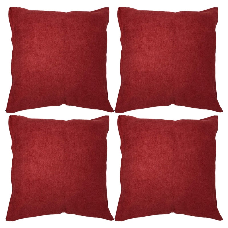 allgala allgala Red Throw Pillow Case 4-Pack 18x18 inch Solid Color Decorative Throw Pillow Cover Plain Color Perfect for Couch Sofa Bed Car DIY Decoration  - Image 1