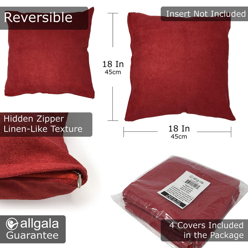 allgala allgala Red Throw Pillow Case 4-Pack 18x18 inch Solid Color Decorative Throw Pillow Cover Plain Color Perfect for Couch Sofa Bed Car DIY Decoration  - Image 2