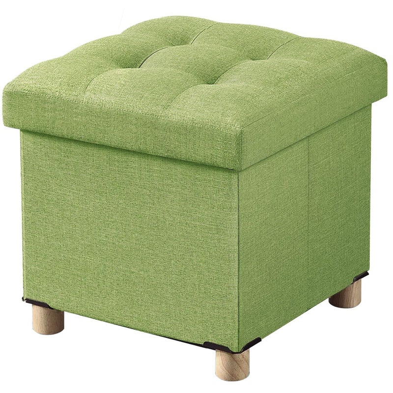 BRIAN & DANY 15 Inches Ottoman with Storage, Square Small Storage Ottoman Foot Rest with Legs, Ottomans Foot Stool for Dorm, Living Room, Entryway (Bright Green) - Image 1