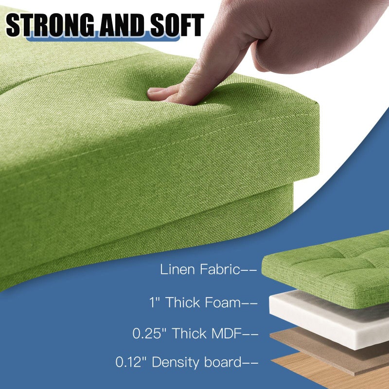 BRIAN & DANY 15 Inches Ottoman with Storage, Square Small Storage Ottoman Foot Rest with Legs, Ottomans Foot Stool for Dorm, Living Room, Entryway (Bright Green) - Image 5