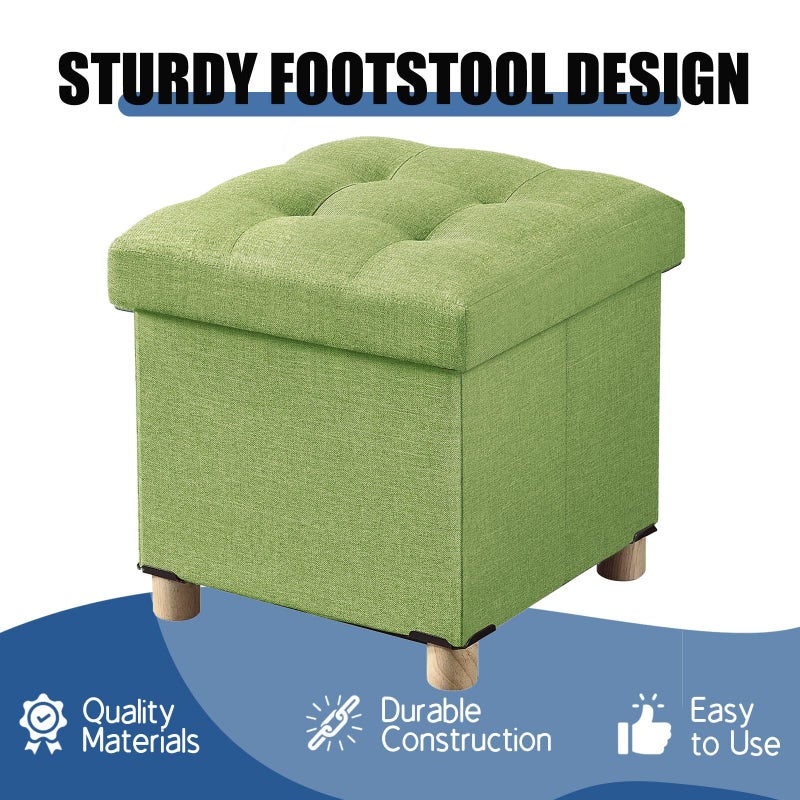 BRIAN & DANY 15 Inches Ottoman with Storage, Square Small Storage Ottoman Foot Rest with Legs, Ottomans Foot Stool for Dorm, Living Room, Entryway (Bright Green) - Image 3