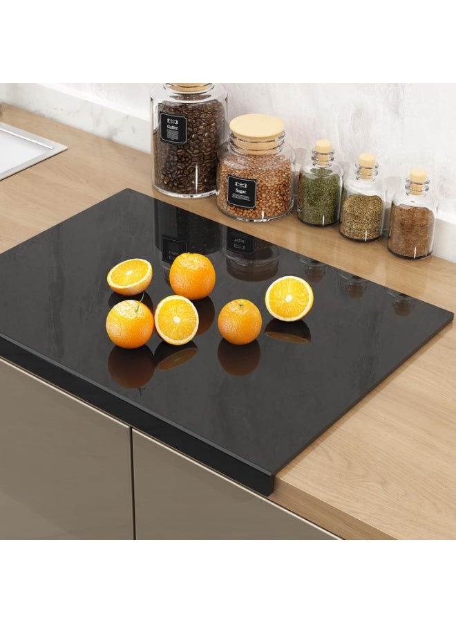 ZEESQUARE Extra Large Black Tempered Glass Cutting Board – Heat Resistant Kitchen Chopping Board, Countertop Protector, Non-Slip Food Prep Surface - Image 1