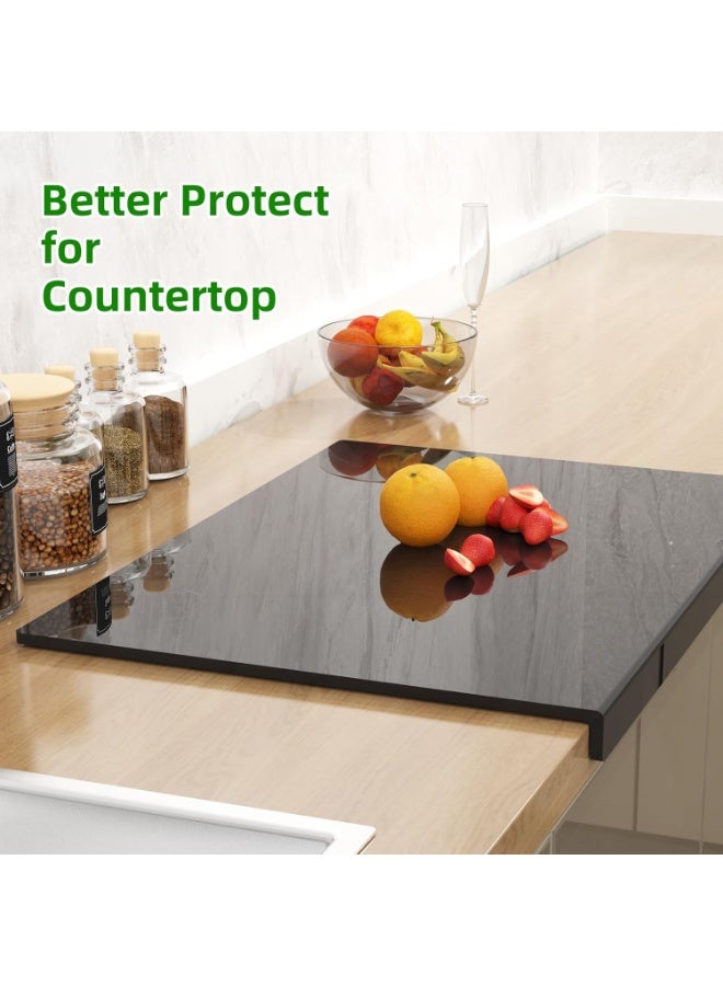 ZEESQUARE Extra Large Black Tempered Glass Cutting Board – Heat Resistant Kitchen Chopping Board, Countertop Protector, Non-Slip Food Prep Surface - Image 4