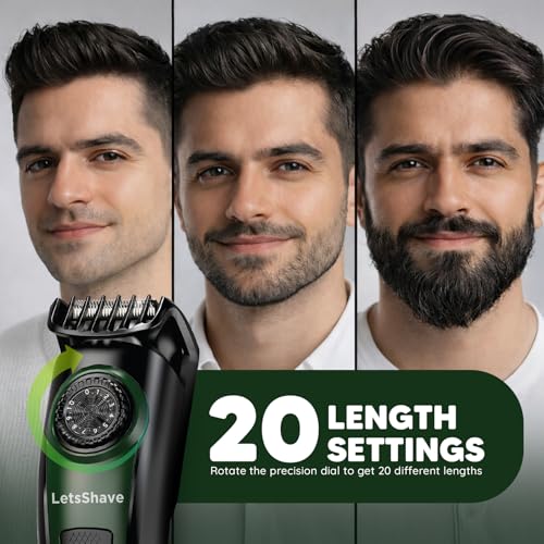 LetsShave All-in-One Beard, Body & Head Trimmer for Men | 20 Precision Length Settings (0.5–10mm) | Self-Sharpening Blades | USB-C Fast Charging | 120 Min Runtime | LED Display | Free Pro Styler | 24 Months Warranty - Image 4