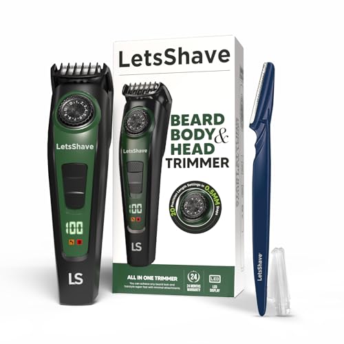 LetsShave All-in-One Beard, Body & Head Trimmer for Men | 20 Precision Length Settings (0.5–10mm) | Self-Sharpening Blades | USB-C Fast Charging | 120 Min Runtime | LED Display | Free Pro Styler | 24 Months Warranty - Image 1